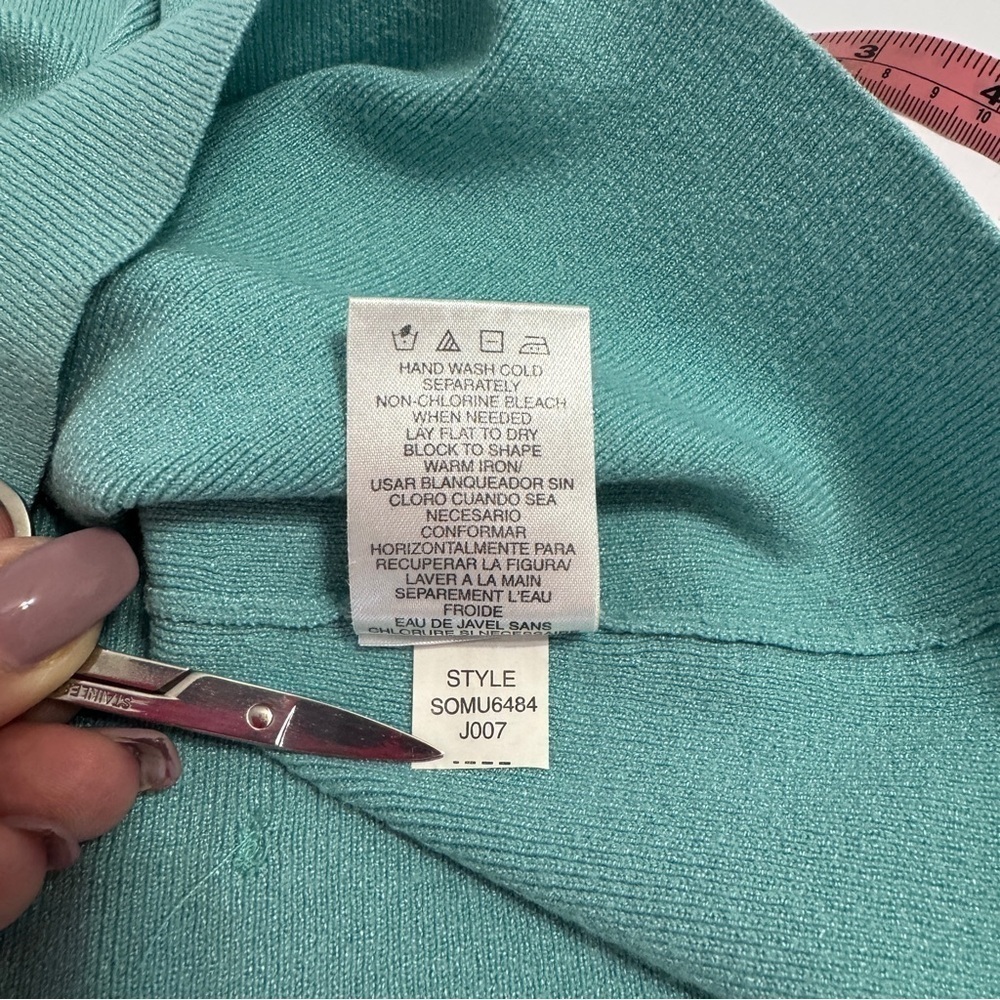 Sigrid Olsen Sport Aqua Blue Knit Top Large Rayon Blend Tank Top minimalist - Picture 7 of 11